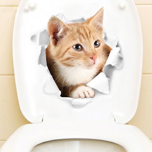 DIDIHOU Cartoon Animal Cat 3D Toilet Stickers On