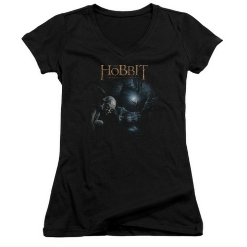 Trevco The Hobbit-Light Junior V-Neck Tee, Black - Medium