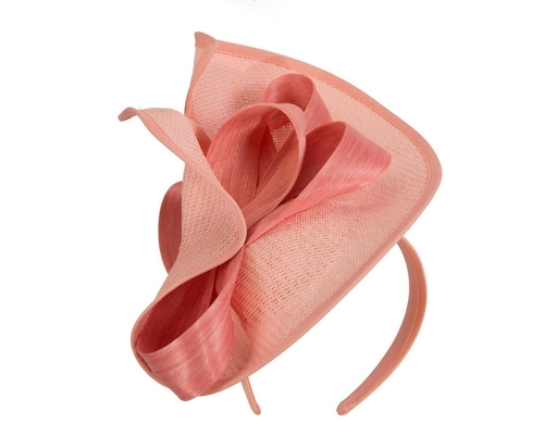 Large coral Fillies Collection racing fascinator with bow