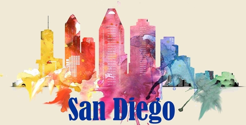 City Of San Diego License Plate Watercolor Art