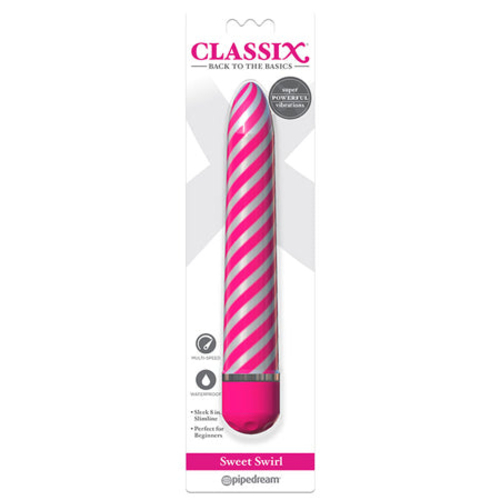 Pipedream Classix Sweet Swirl 8 in. Slimline Vibrator Pink