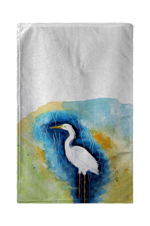 Betsy Drake BT453 30 x 50 in. Great Egret - Left Beach Towel