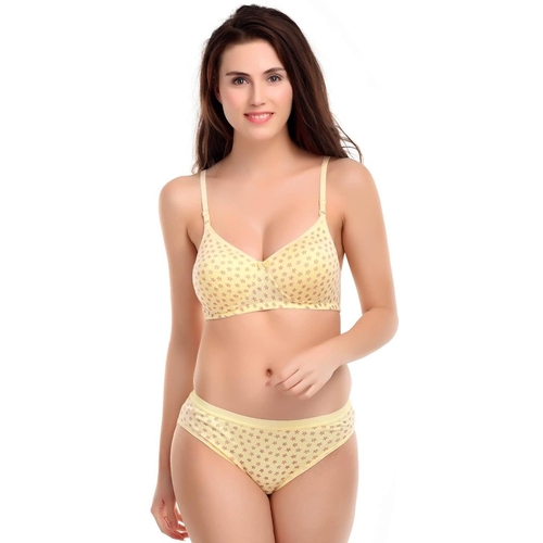 Womens Polka Dot Padded Lingerie Set(Size30)(ColorYellow)