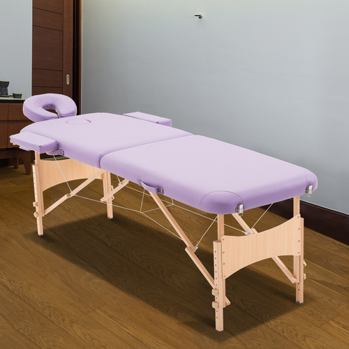 HOMCOM 72Inch 2 Section Adjustable Massage Table Portable Folding Spa