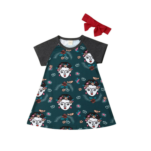 UK Cute Summer Kid Baby Girl Dress Retro Short