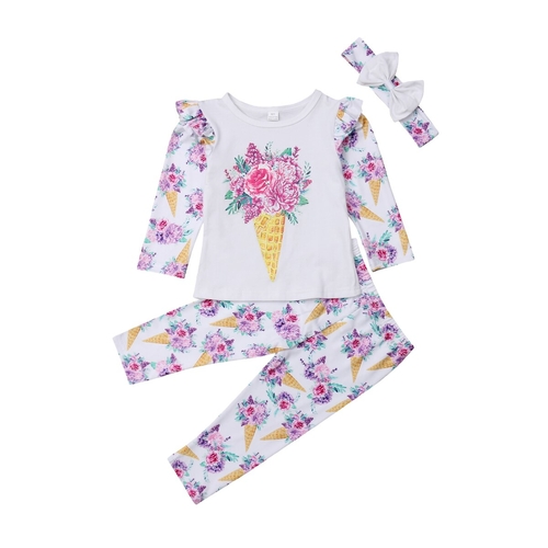 Little Girl Floral 3Pcs Clothes Set Toddler Baby