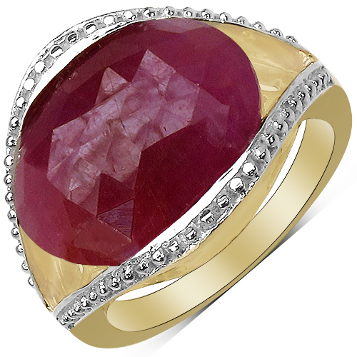 14K Yellow Gold Plated 9.29 Carat Genuine Pink Sapphire & White