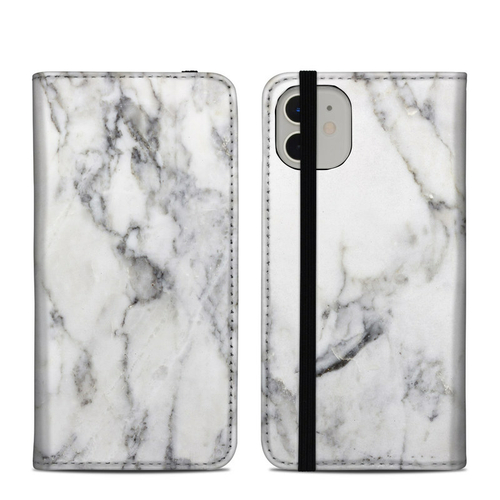 DecalGirl A11FC-WHT-MARBLE Apple iPhone 11 Folio Case - White Marble