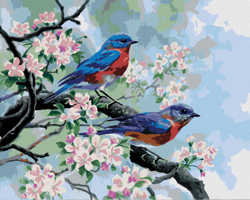 Paint by Numbers - SONGBIRD ON A FLOWERING BRANCH (ABRAHAM HUNTER)