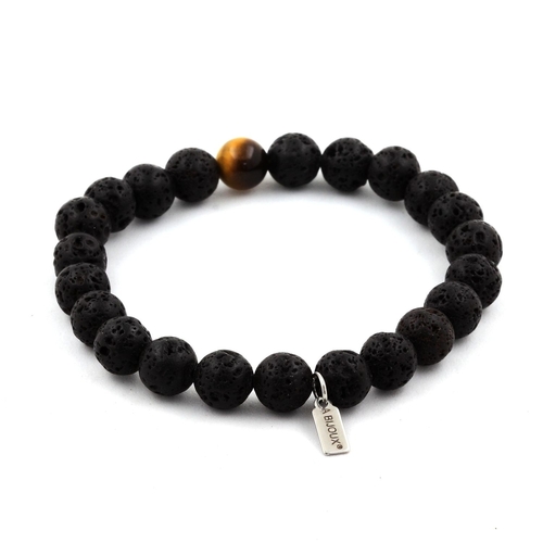 Lava + Tiger's Eye Bracelet 8 mm Beads.