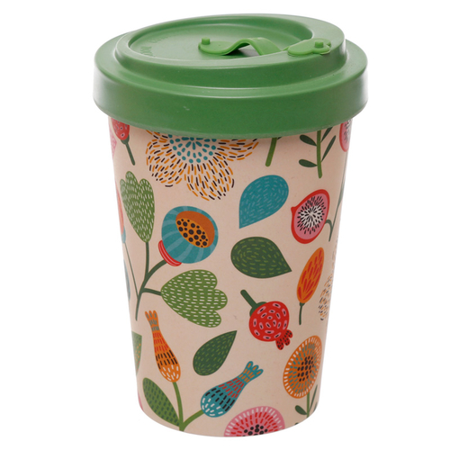 Bamboo Composite Autumn Floral Screw Top Travel Mug
