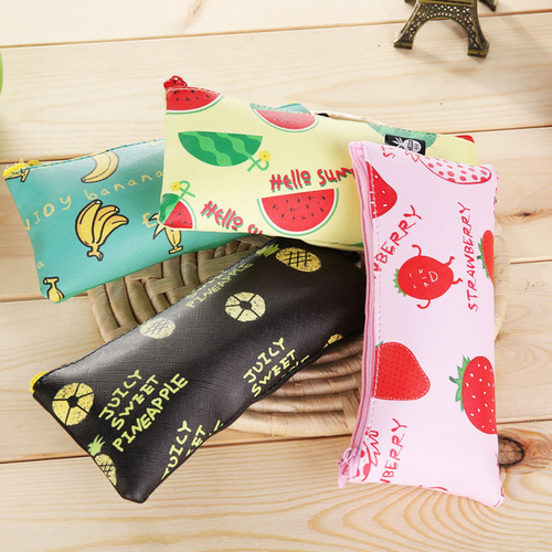 Newest Cute Kawaii Fruit series Pencil Cases Pu