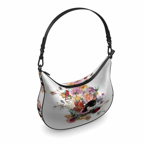 Floral Skull Hobo Bag