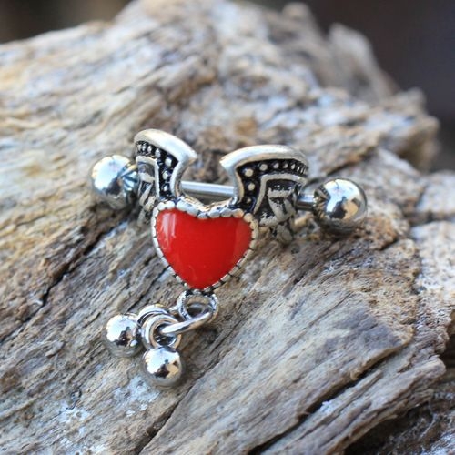 Antique Winged Heart Cartilage Cuff Earring