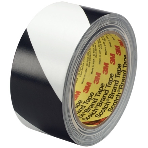3M T96757002PK Black & White Striped Vinyl Tape, 2 in. x 36 Yards 