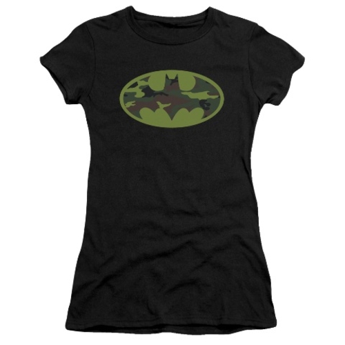 Trevco Batman-Camo Logo - Short Sleeve Junior Sheer Tee - Black, S