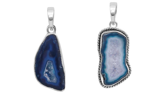 Brocken Stone Agate Pendant-SP Artificial White Centre Agate Pack of 2