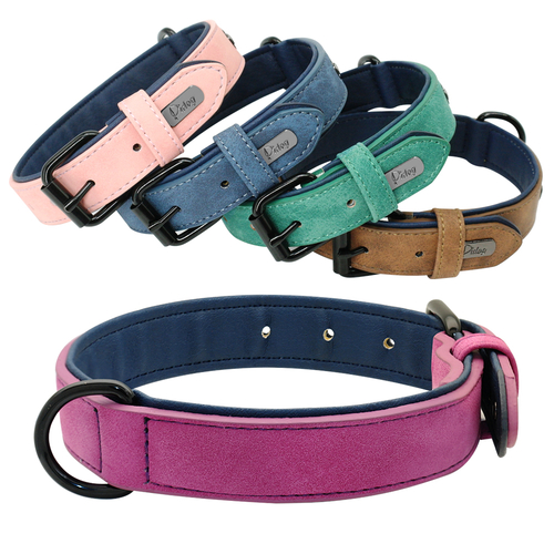 Genuine Leather Large Dog Collar Padded Durable