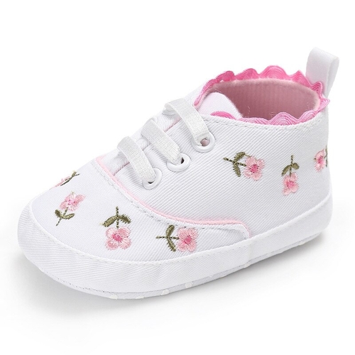 White Lace Floral Embroidered Baby Girl Shoes soft