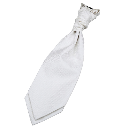 Greek Key Pre-Tied Ruche Cravat - Ivory