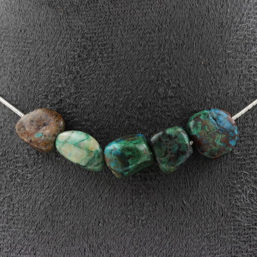 Chrysocolla from the USA 5 beads necklace. 