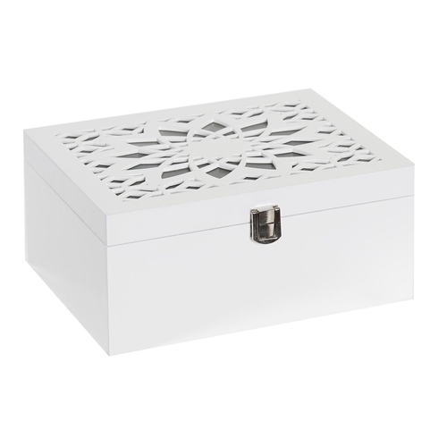 Jewelry box DKD Home Decor Crystal White Green MDF Wood 22 x 16 x 10
