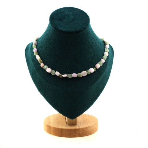 Kunzite from Brazil + Green Kyanite from Brazil beads necklace.