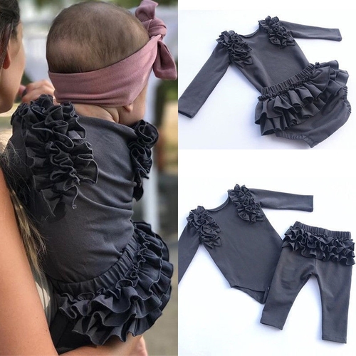 Casual Newborn Baby Girls Ruffles Outfits