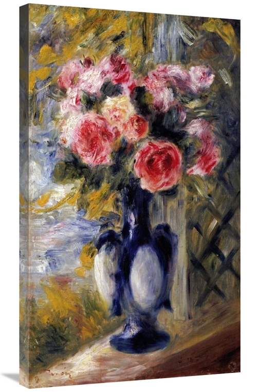 Global Gallery GCS-267132-36-142 36 in. Roses in a Blue Vase Art Print