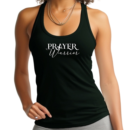 Womens Fitness Tank Top Graphic T-shirt Prayer Warrior Script Style
