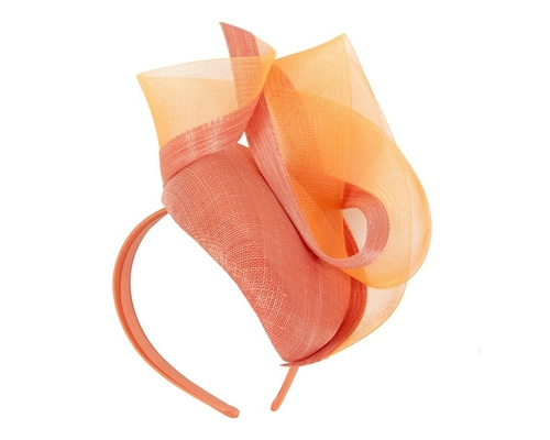 Tall orange pillbox fascinator