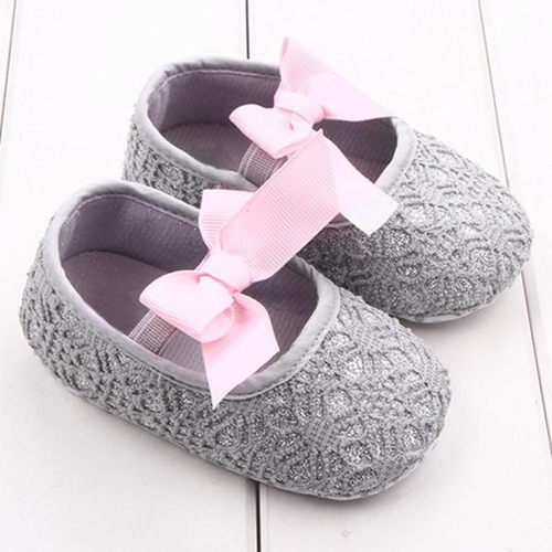 Baby Shoes Sequins Fretwork Floral Princess First