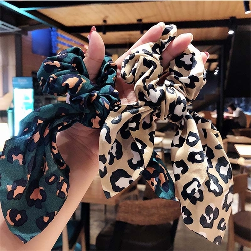 New Women Vintage Leopard Print Ribbon Elastic