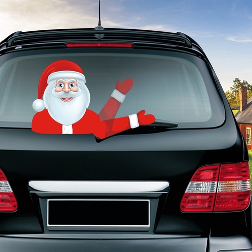 Christmas Santa Claus Waving Car Wiper PVC Rear