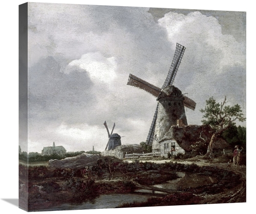 Global Gallery GCS-283301-22-142 22 in. Landscape with Windmills Near 