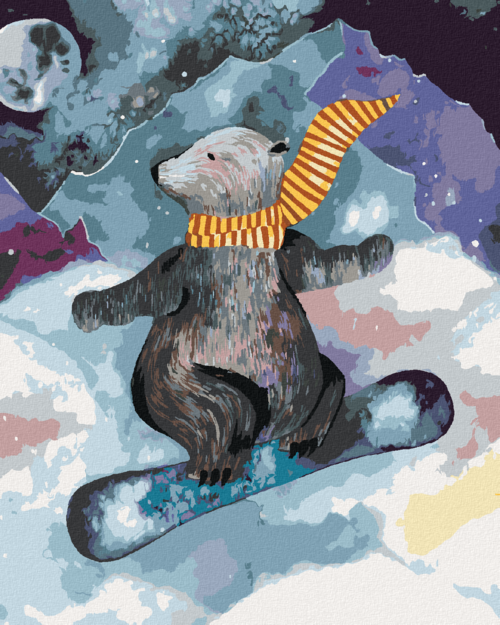 Paint by Numbers - A BEAR ON A SNOWBOARD