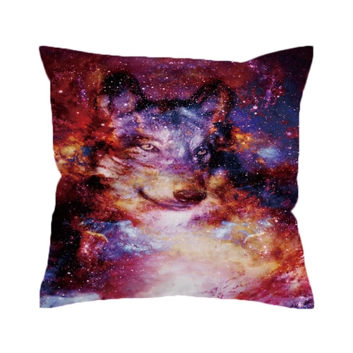 Galaxy Cushion Cover Pillow Case Animal Wolf Throw