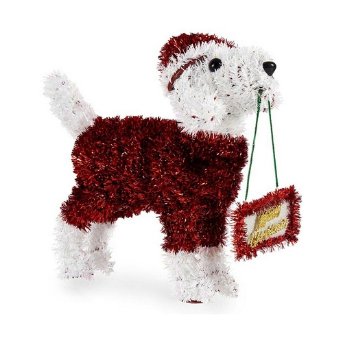 Decorative Figure Dog Tinsel 23 x 9 x 29,5 cm Red Golden White Green