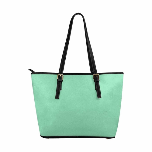 Large Leather Tote Shoulder Bag - Seafoam Green