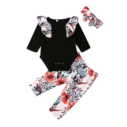 Newborn Autumn Baby Girl Clothing 3Pcs Set Cute