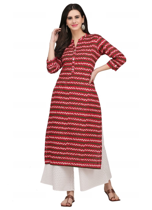 Brown And Multi Color Cotton Kurti