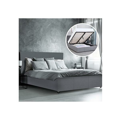 Grey Milano Luxury Gas Lift Bed Frame Base And Headboard