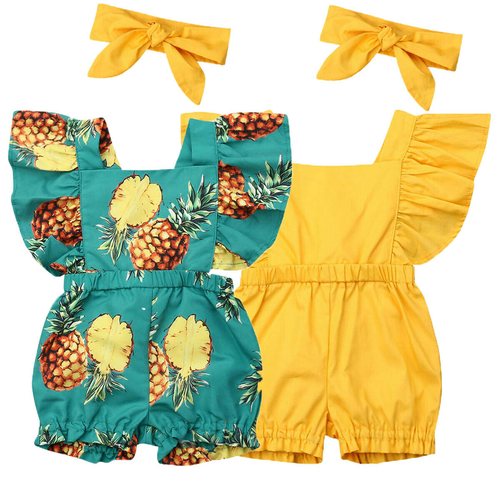 0 3T Baby Floral Romper Headband Set Newborn