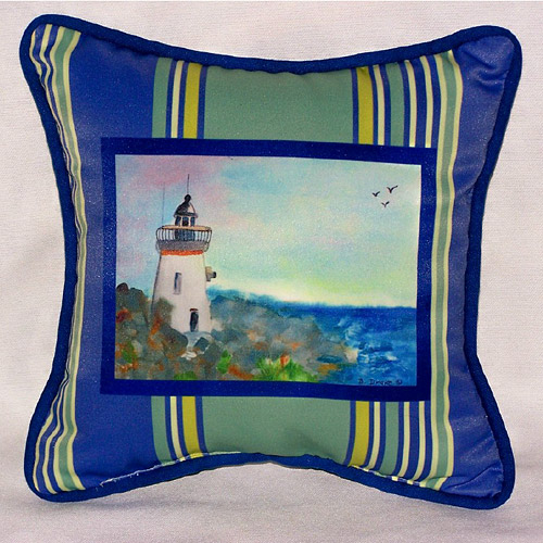 Betsy Drake SN052 Light House Small Outdoor-Indoor Pillow 12"x12&