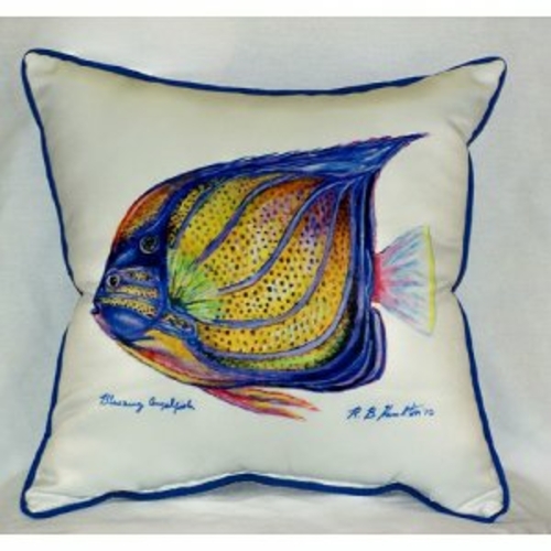 Betsy Drake ZP677 Blue Ring Angelfish Throw Pillow- 22 x 22 in.