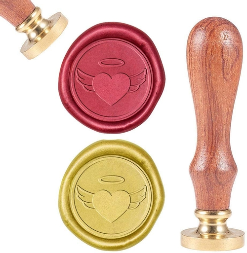 Heart Shape with Angel Wings, Sealing Wax Stamp Retro Wood Stamp