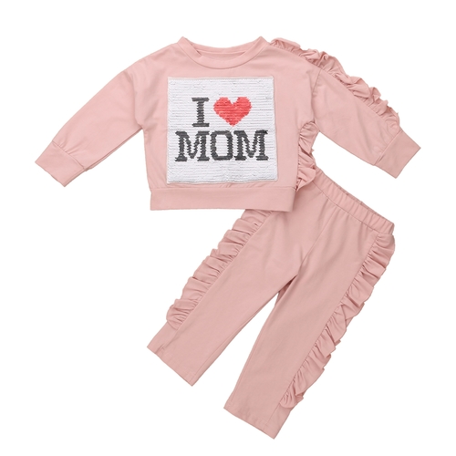 2Pcs Toddler Kid Baby Girls Sequins Clothes Sets