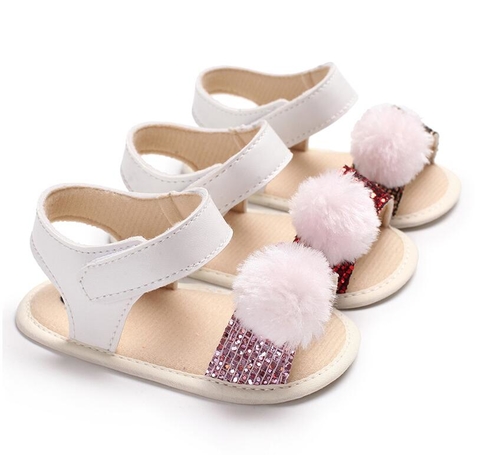 0 18Month Baby Girls Fur Ball Sandals 2019 New