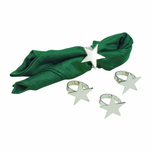 Creative Gifts International 019571 2 in. Star Napkin Rings, Nicke