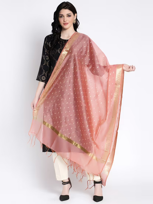 peach cotton blend dupatta